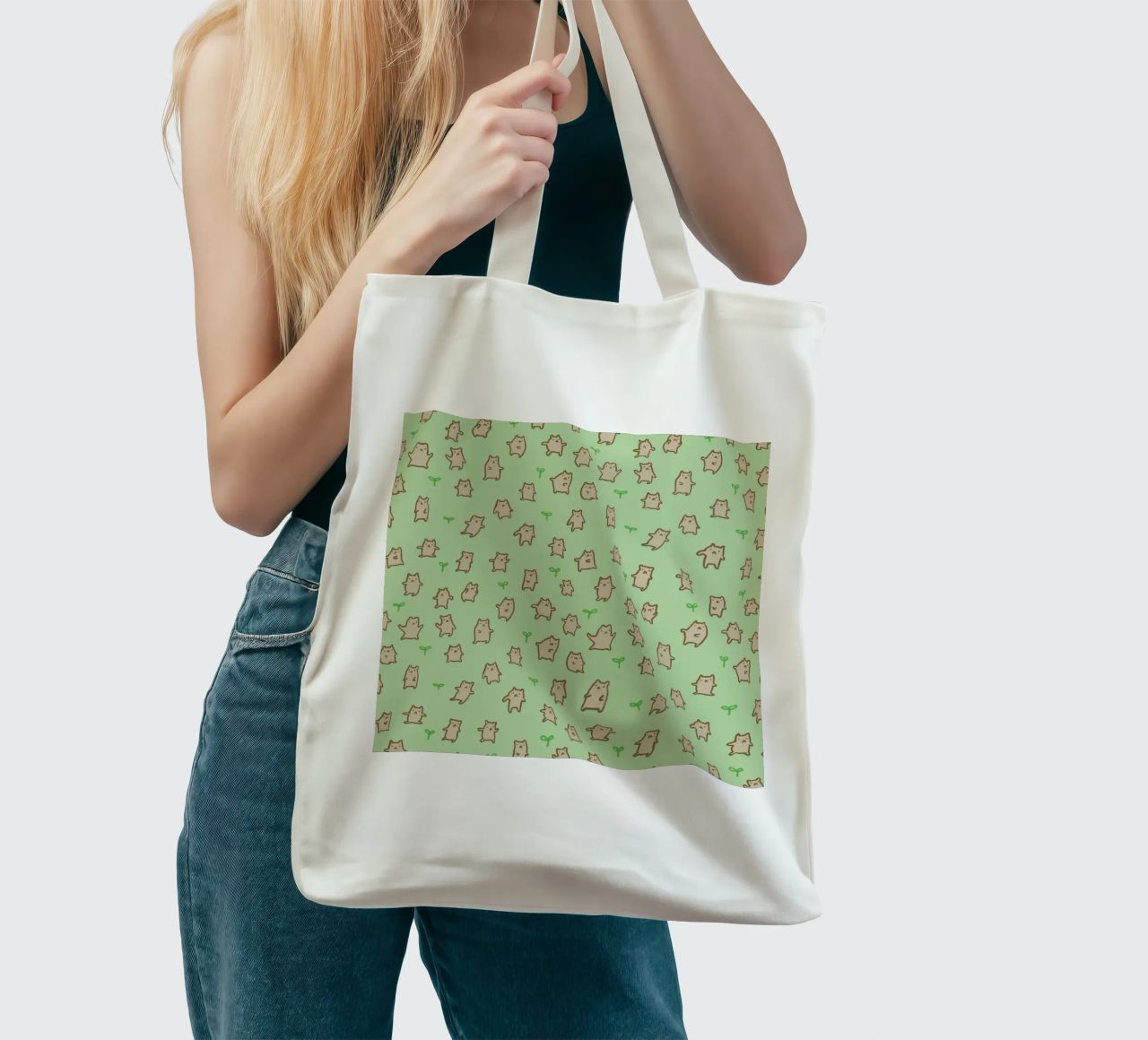Tiny Bears Pattern borsa in juta da Sophie Corrigan