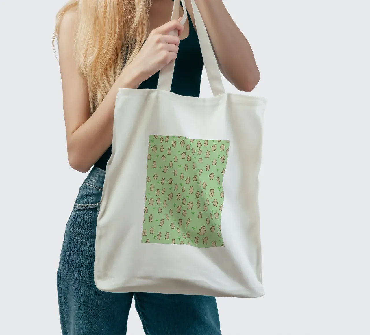 Tiny Bears Pattern borsa in juta da Sophie Corrigan