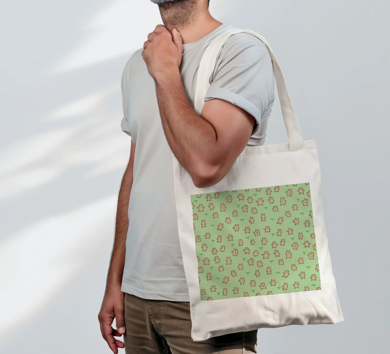 Tiny Bears Pattern borsa in juta da Sophie Corrigan