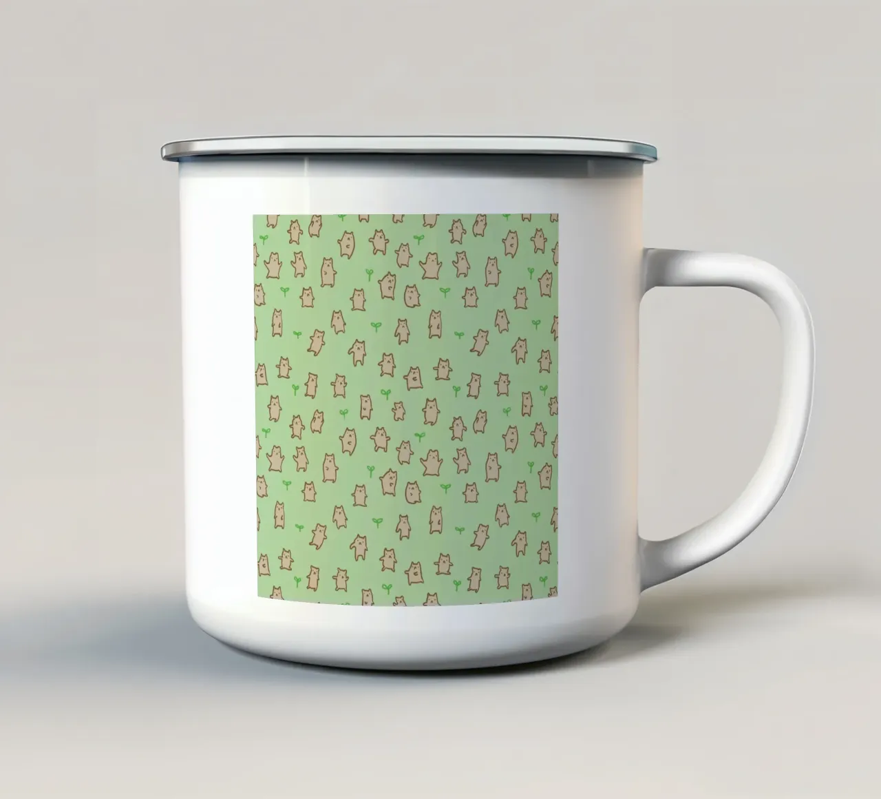Tiny Bears Pattern Emaille Tasse von Sophie Corrigan
