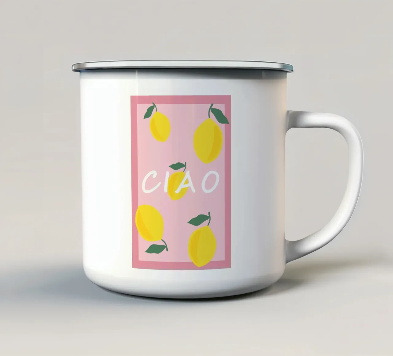 Arte estiva al limone CIAO tazza in smalto da pdigitalprints
