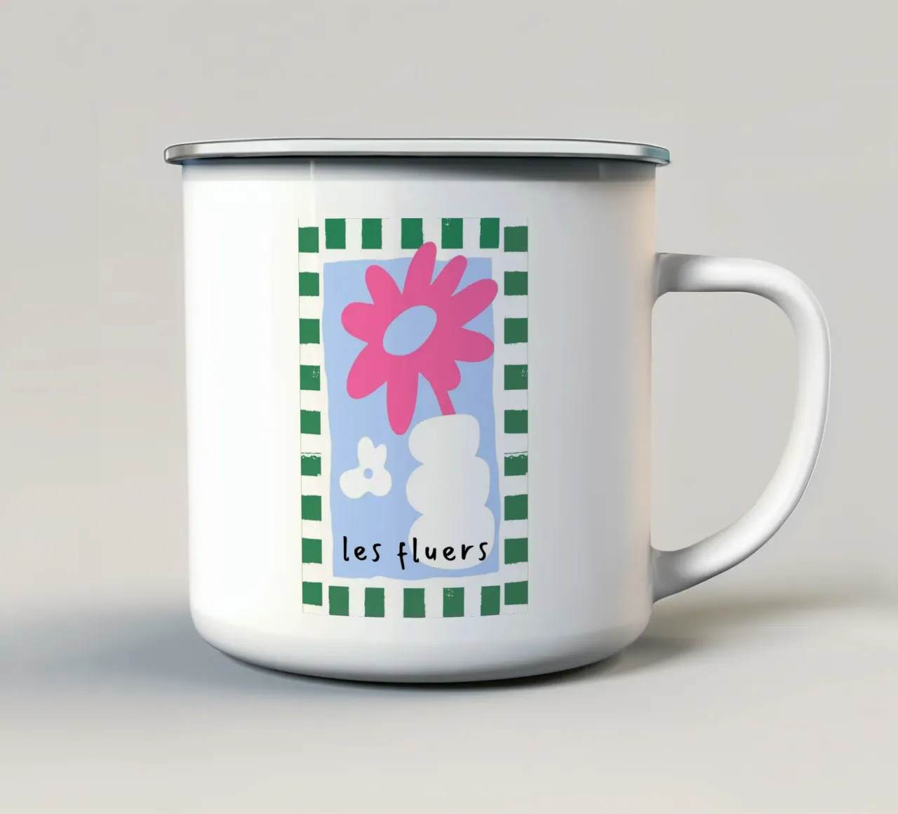 Les Fluers, arte francese, colori della dopamina tazza in smalto da pdigitalprints