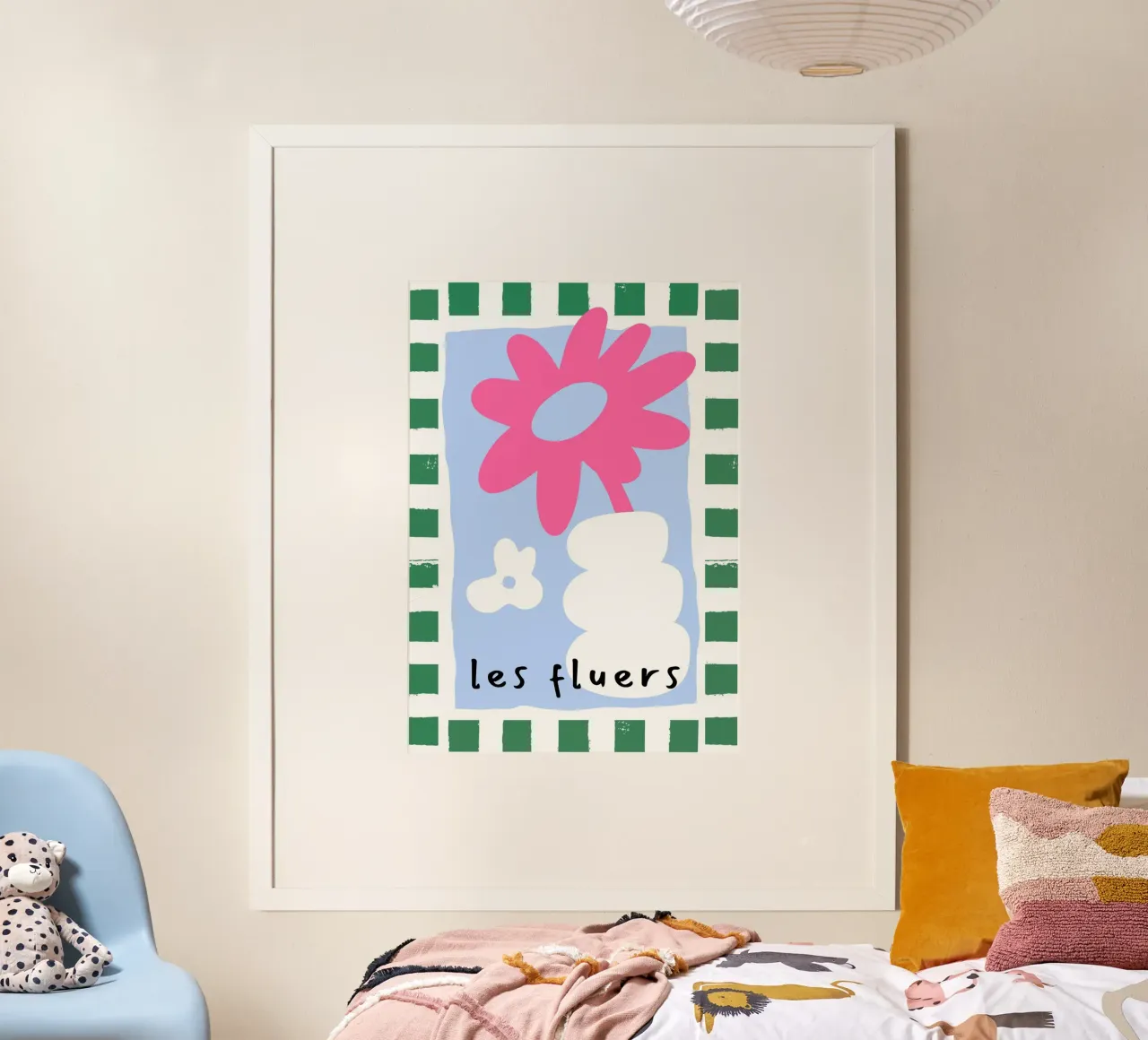 Les Fluers, arte francese, colori della dopamina poster con telaio in legno da pdigitalprints