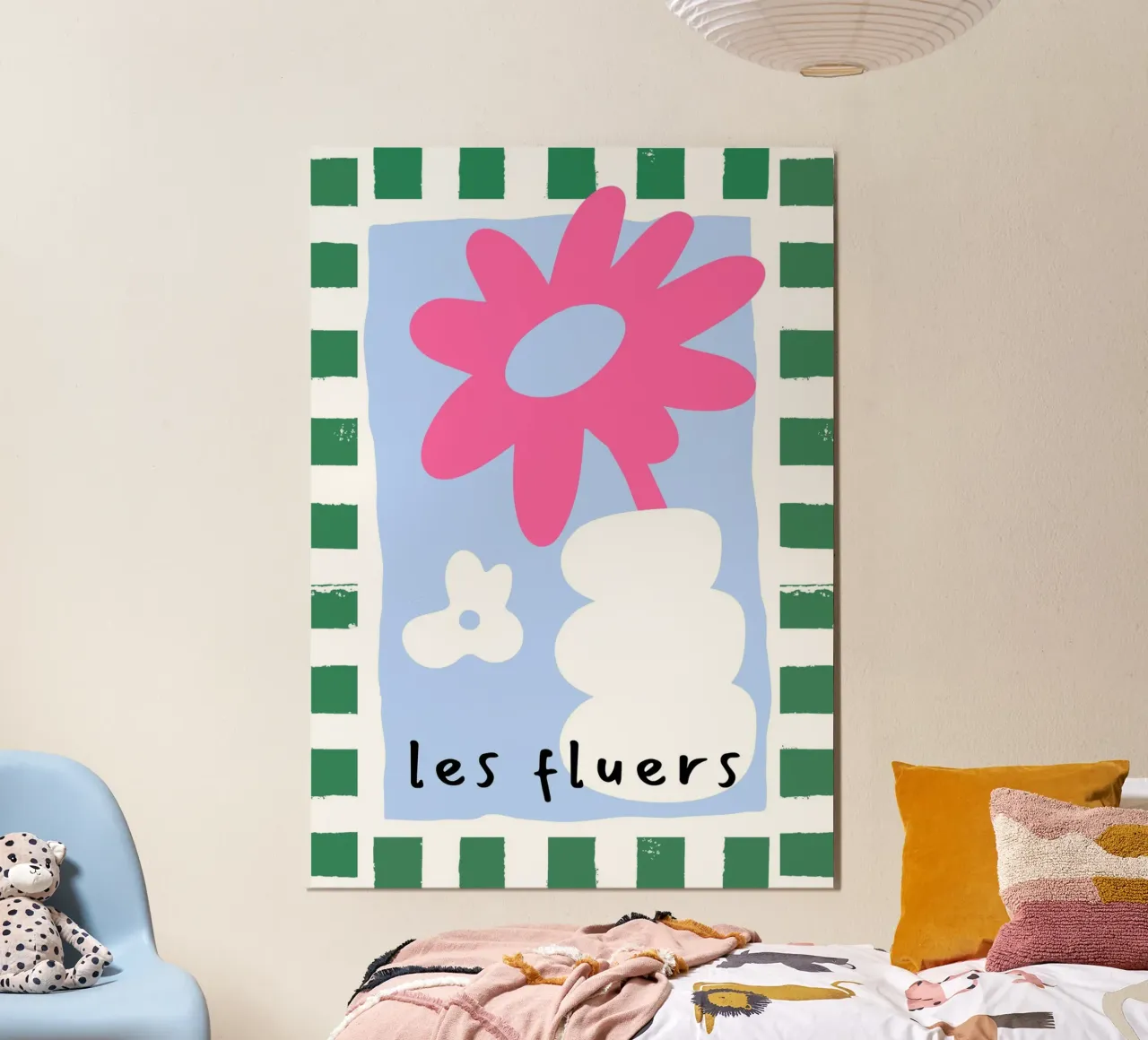 Les Fluers, arte francese, colori della dopamina poster con telaio in legno da pdigitalprints
