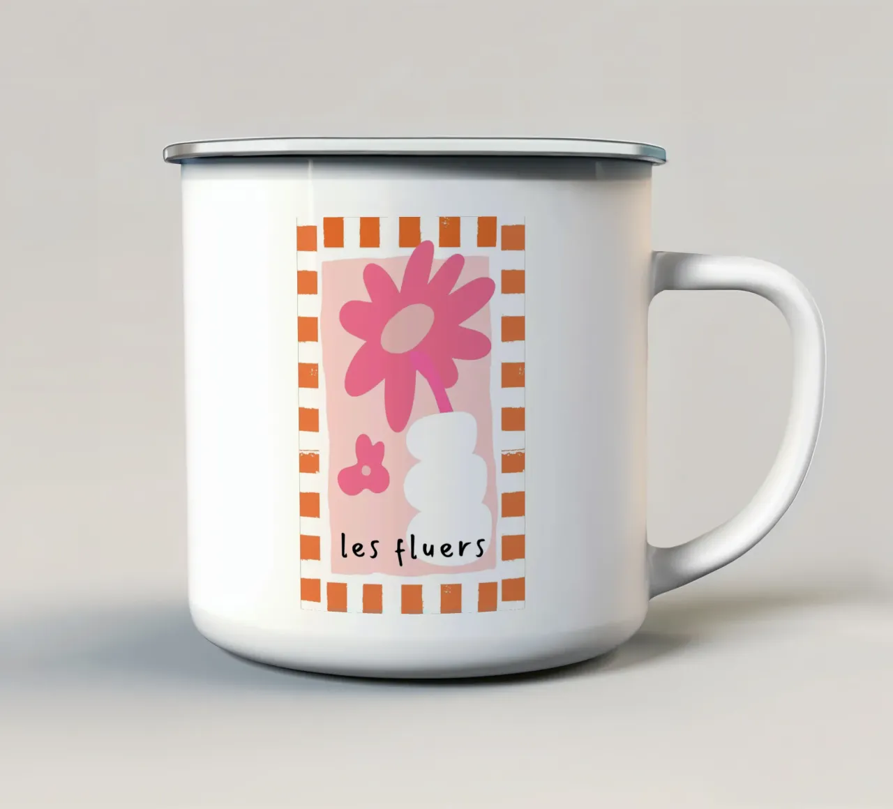 Les Fluers, detto francese, astratto floreale tazza in smalto da pdigitalprints