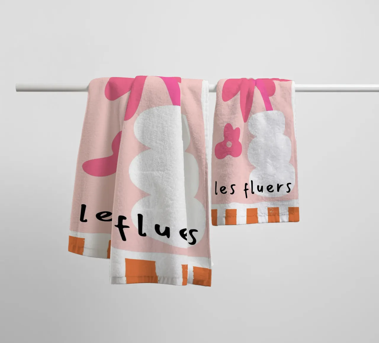 Les Fluers, detto francese, astratto floreale asciugamano da bagno da pdigitalprints