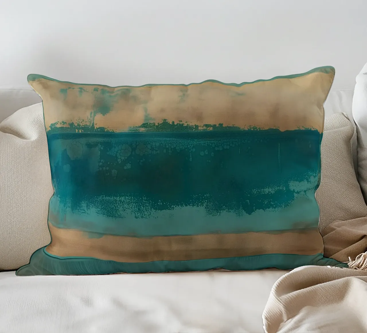 Abstract line gradient decorative cushion by Carinaprint
