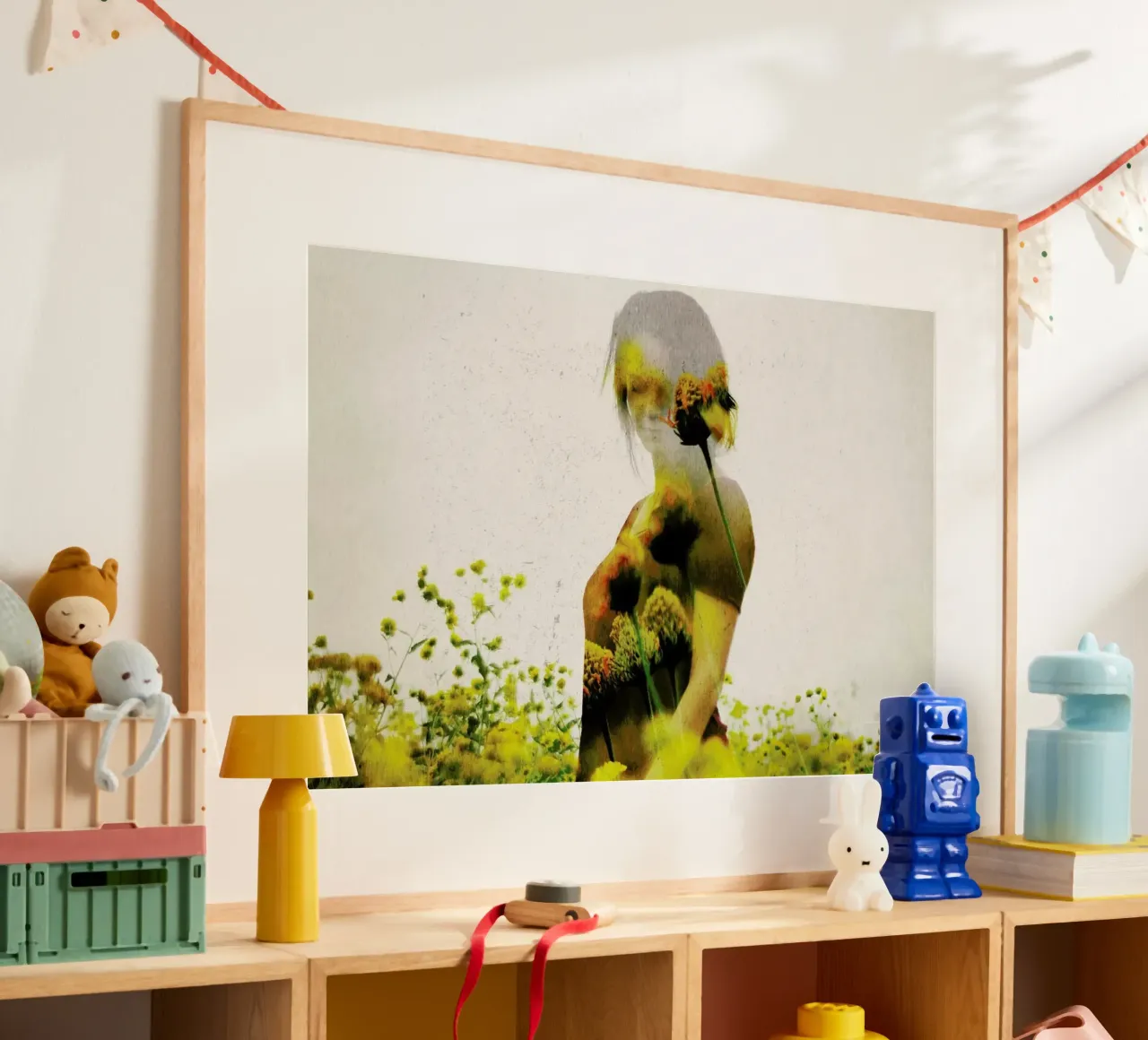 Yellow Meadow poster con telaio in legno da Davies Babies