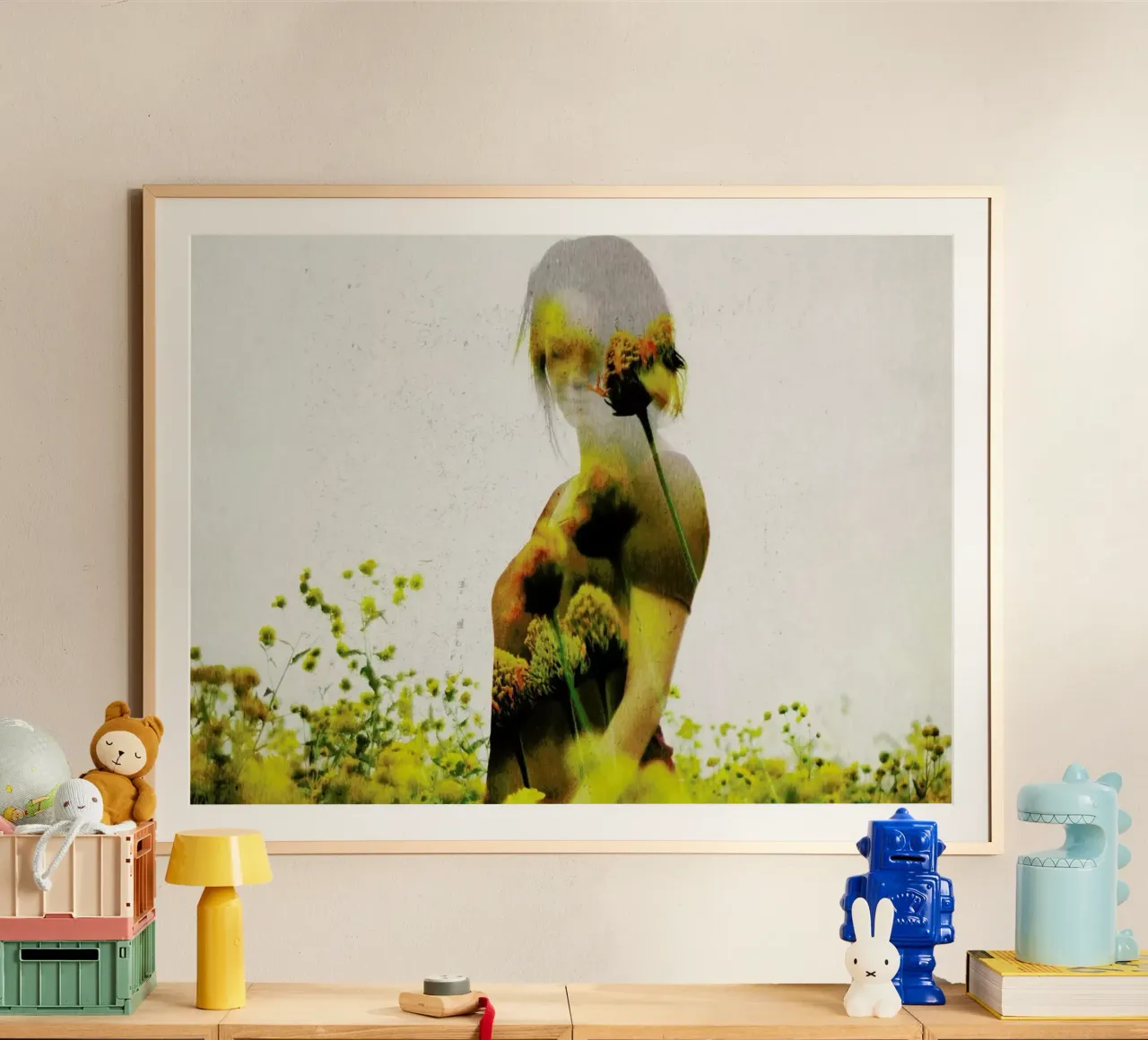 Yellow Meadow poster con telaio in legno da Davies Babies