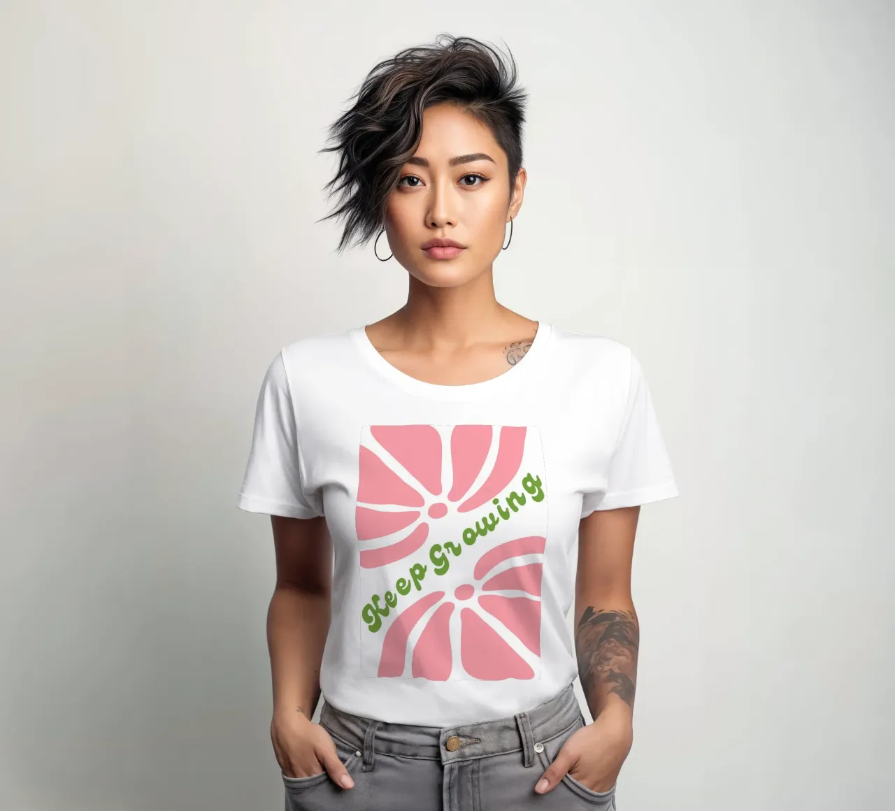 Citations de Keep Growing Positive t-shirt ajusté pour femmes de pdigitalprints