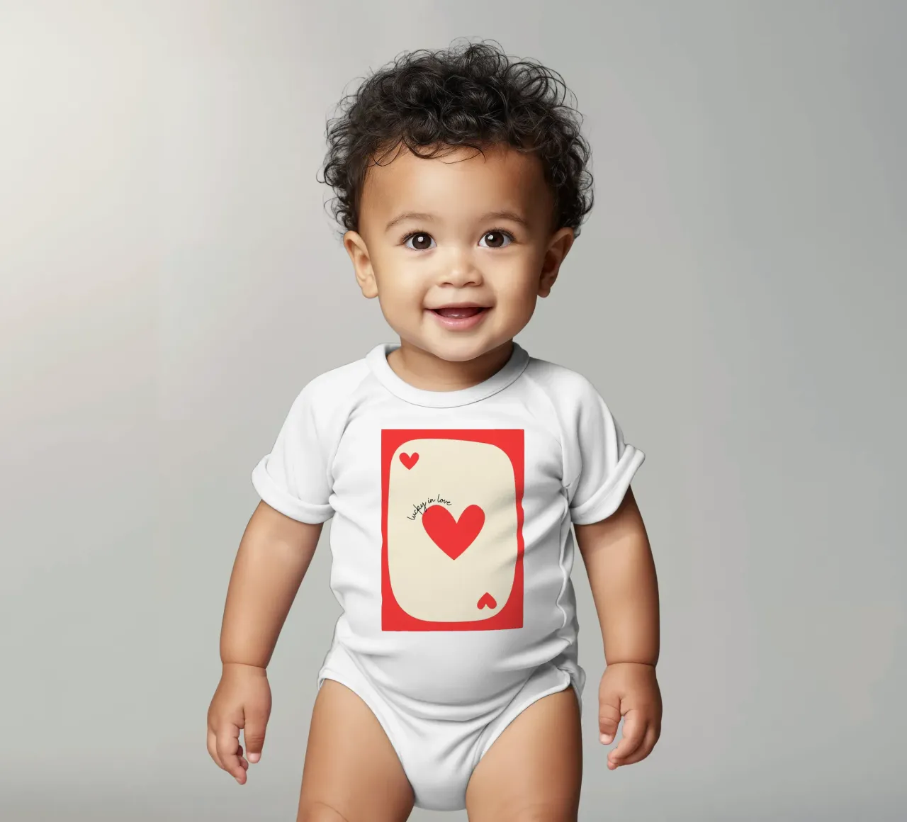 Luky in der Liebe, Positives Zitat, VALENTINE Kurzarm Babybody von pdigitalprints