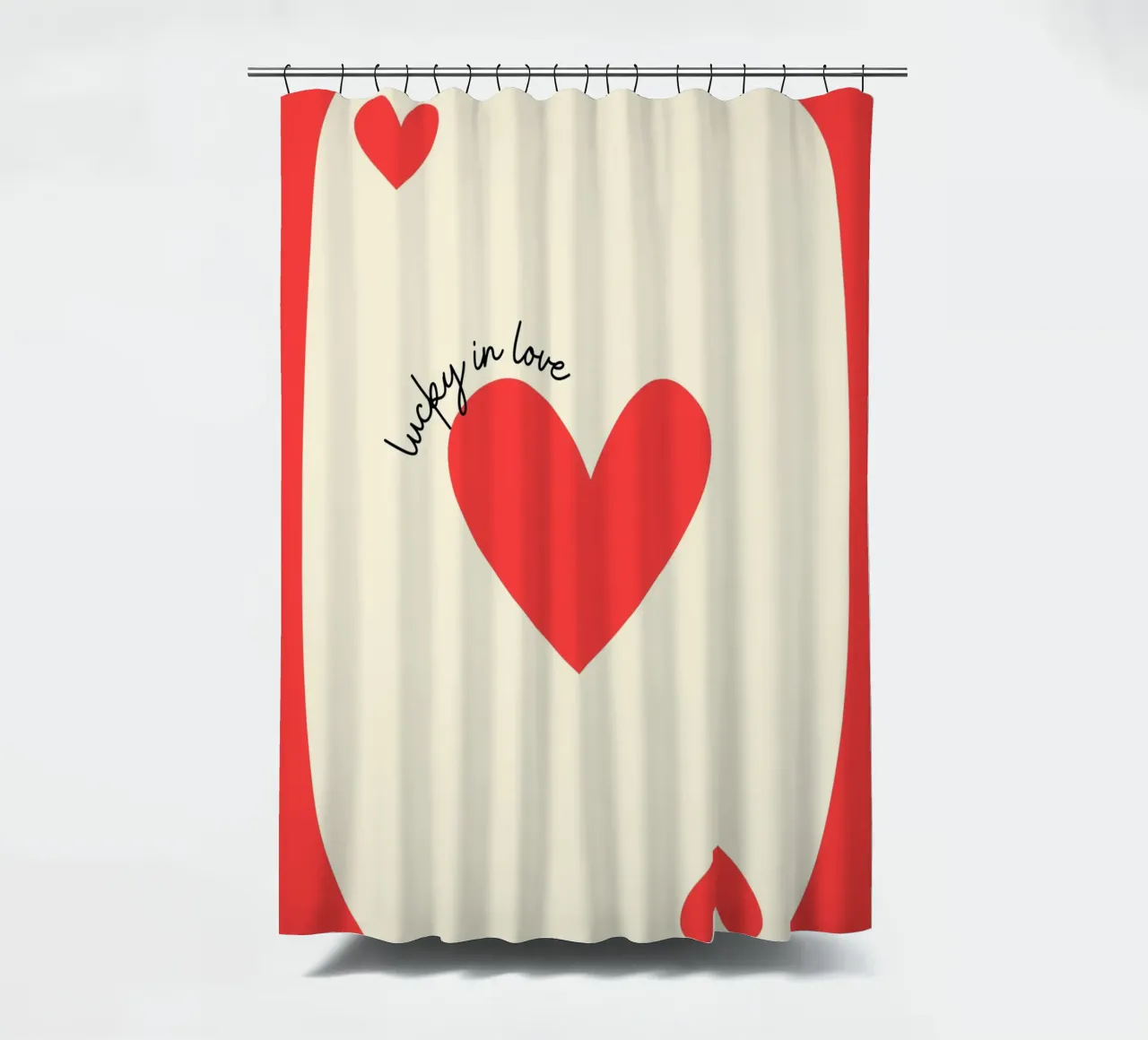 Luky in der Liebe, Positives Zitat, VALENTINE Duschvorhang von pdigitalprints