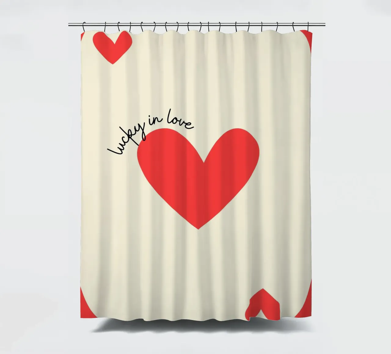 Luky in der Liebe, Positives Zitat, VALENTINE Duschvorhang von pdigitalprints