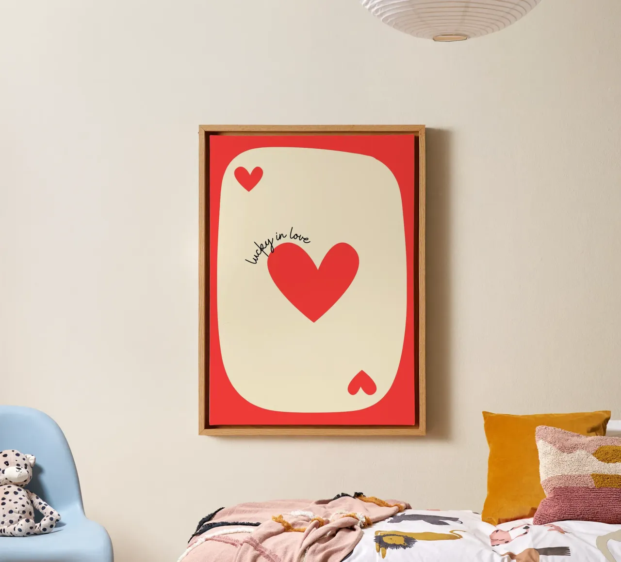 Luky in der Liebe, Positives Zitat, VALENTINE Leinwand mit Schattenfugenrahmen von pdigitalprints