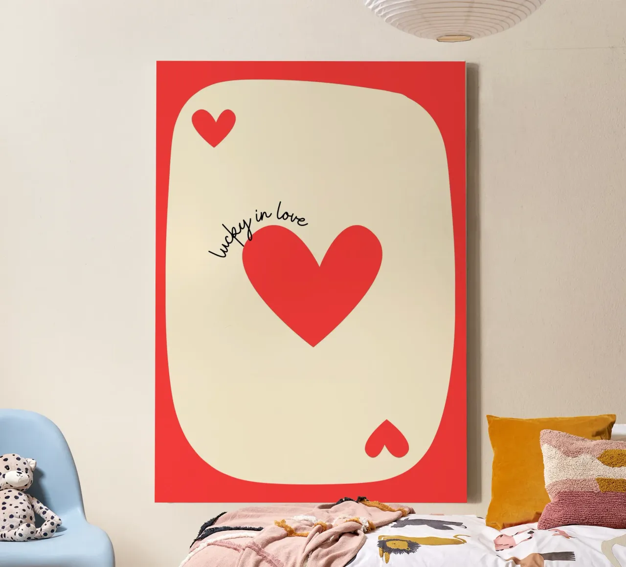 Luky in der Liebe, Positives Zitat, VALENTINE Leinwand mit Schattenfugenrahmen von pdigitalprints
