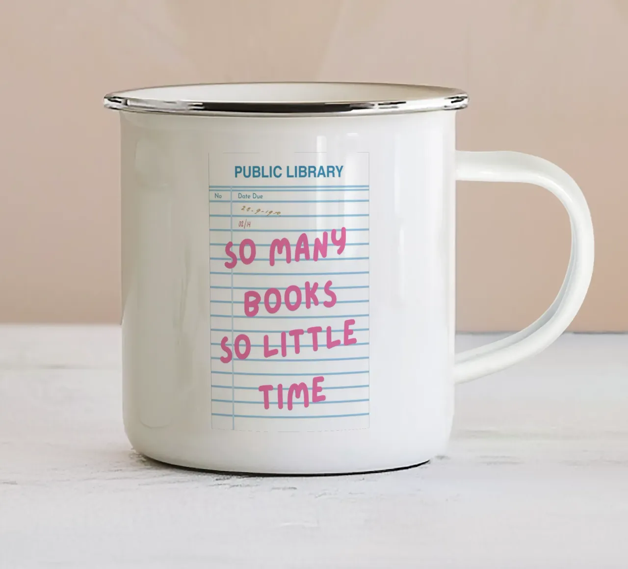 So viele Bücher, so wenig Zeit, Bücher Zitat Emaille Tasse von pdigitalprints
