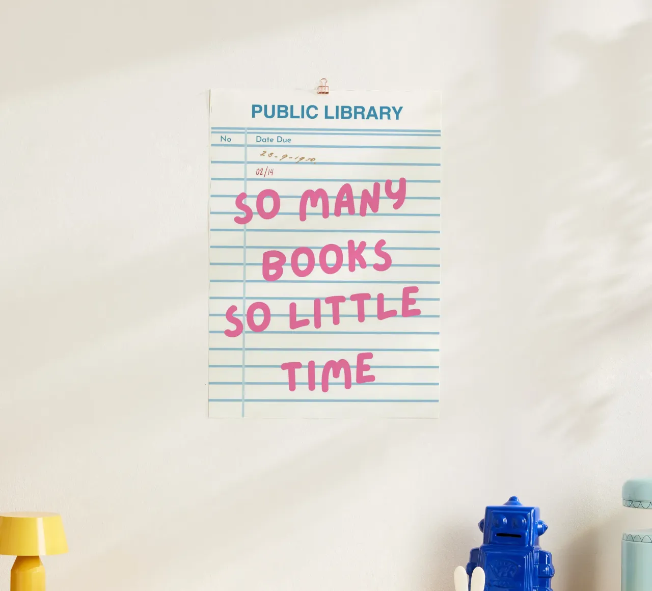Così tanti libri così poco tempo, Citazione di libri poster con telaio in legno da pdigitalprints