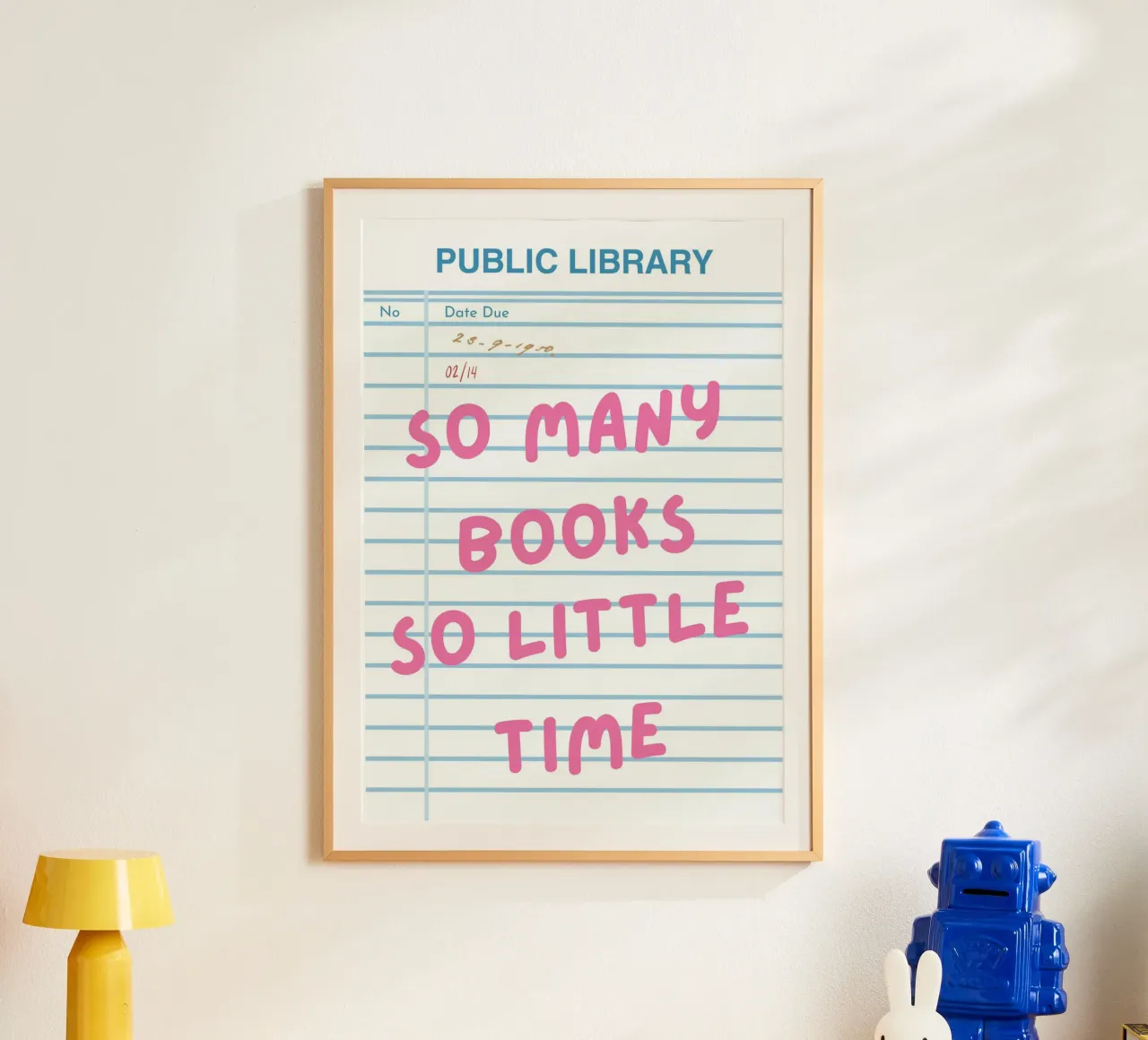 Così tanti libri così poco tempo, Citazione di libri poster con telaio in legno da pdigitalprints