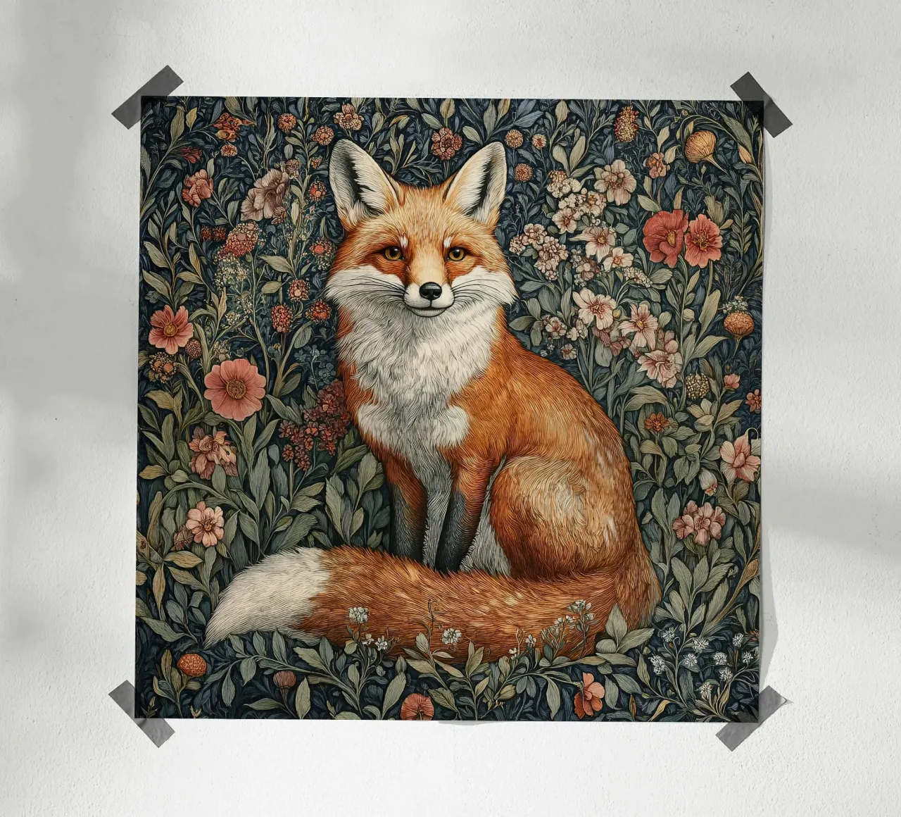 William Morris - Volpe e flora in armonia poster con telaio in plastica da Botanical Art Studio
