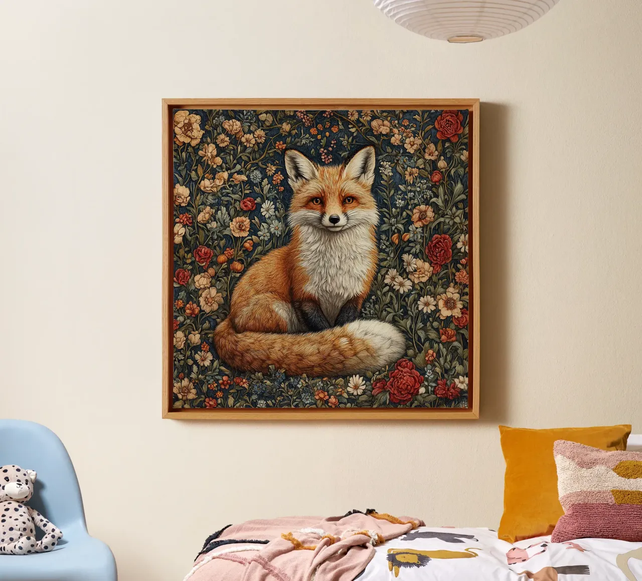 William Morris "The shy king of the forest" canvas with Floater frame by Botanical Art Studio