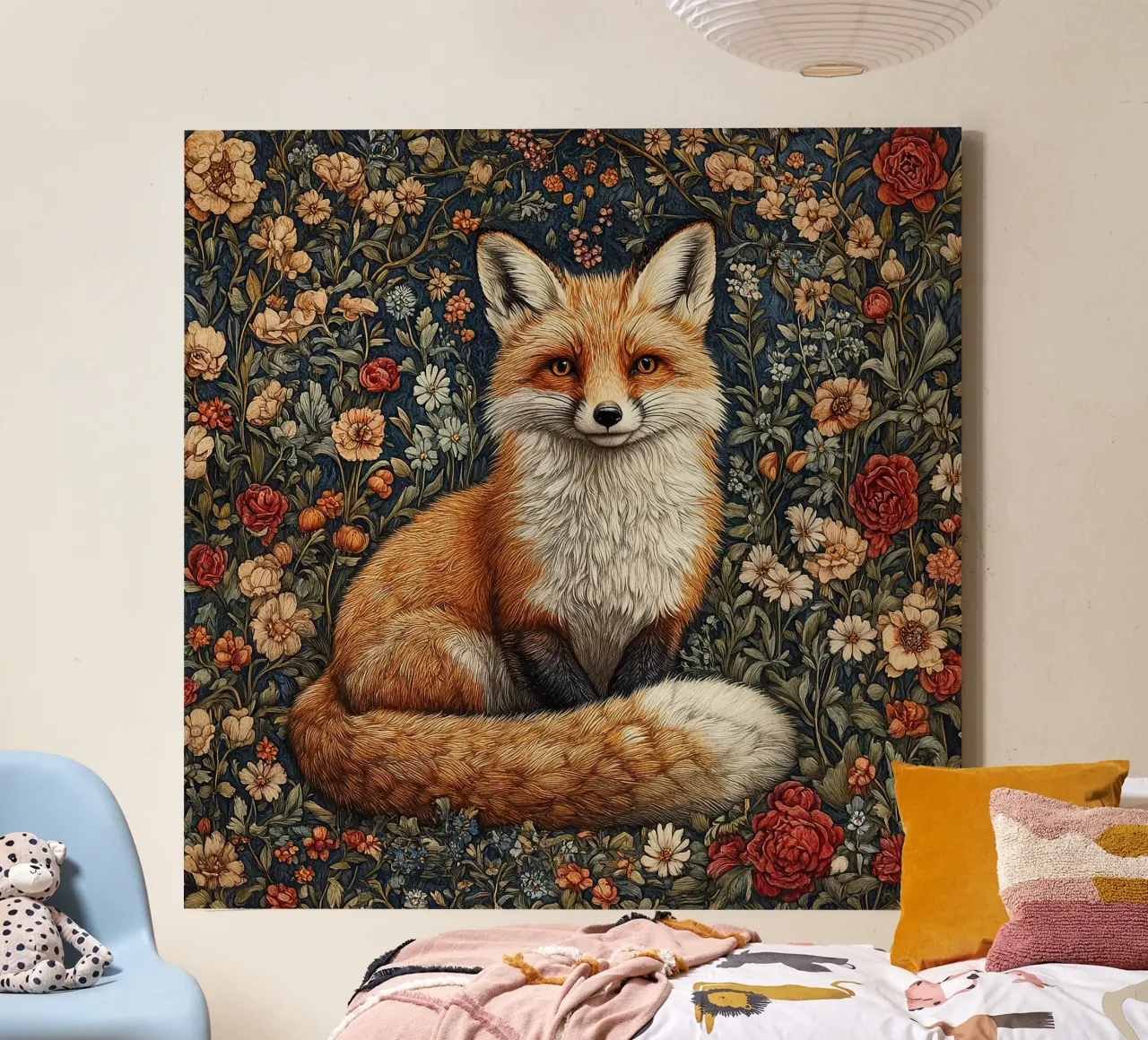 William Morris "The shy king of the forest" canvas with Floater frame by Botanical Art Studio