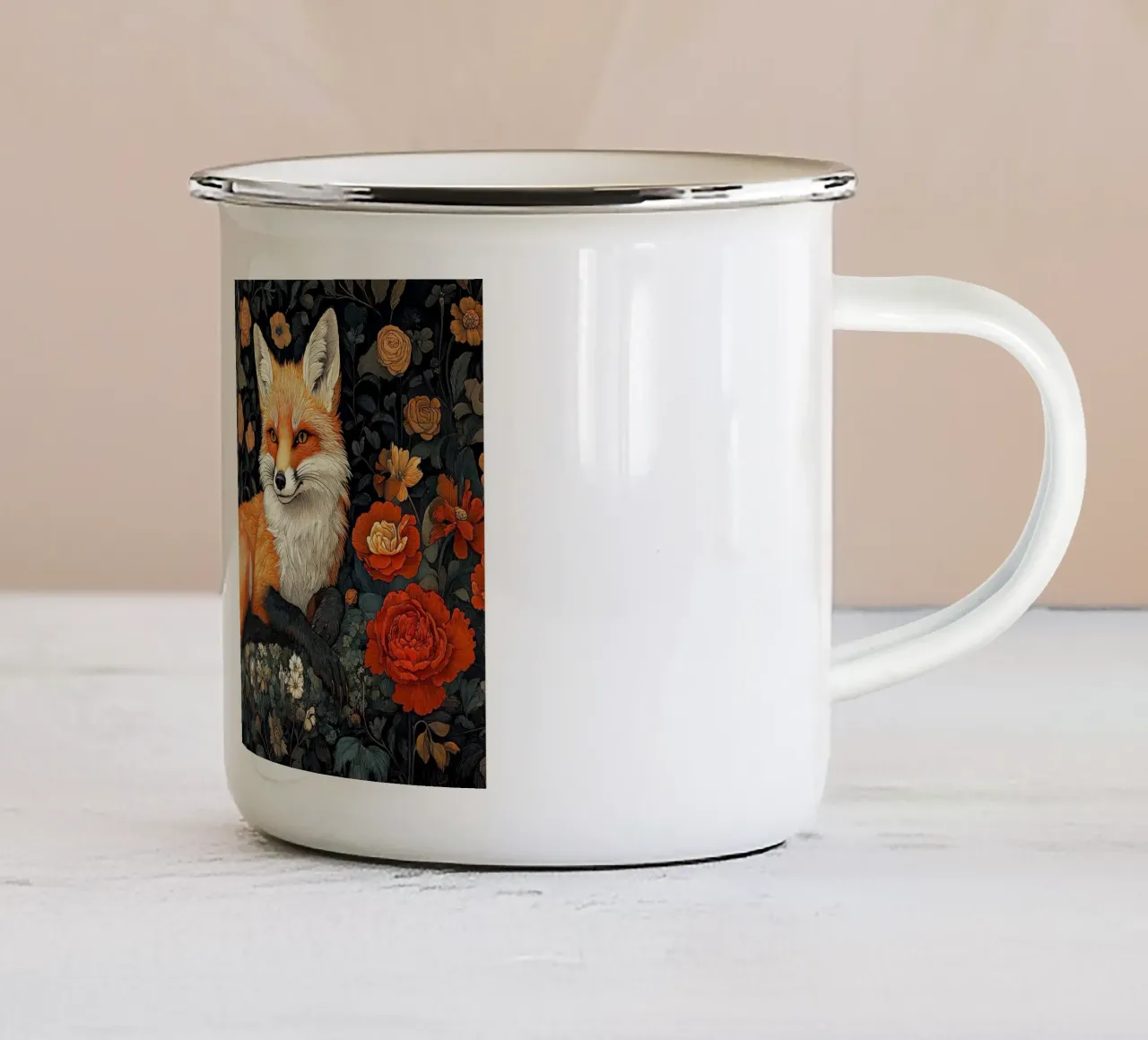 William Morris - Tracce d'oro nella foresta tazza in smalto da Botanical Art Studio