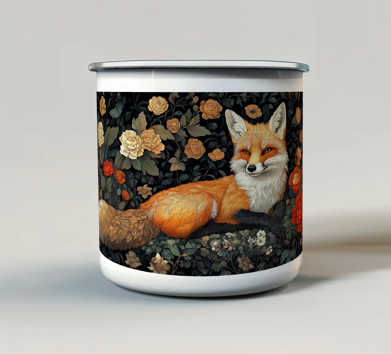 William Morris - Tracce d'oro nella foresta tazza in smalto da Botanical Art Studio