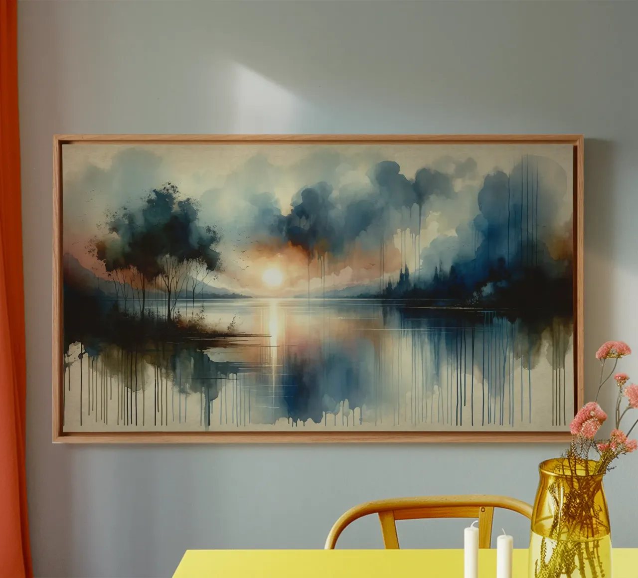 Aquarel Abstract Meer canvas met Baklijst van Chromatic Fusion Studio