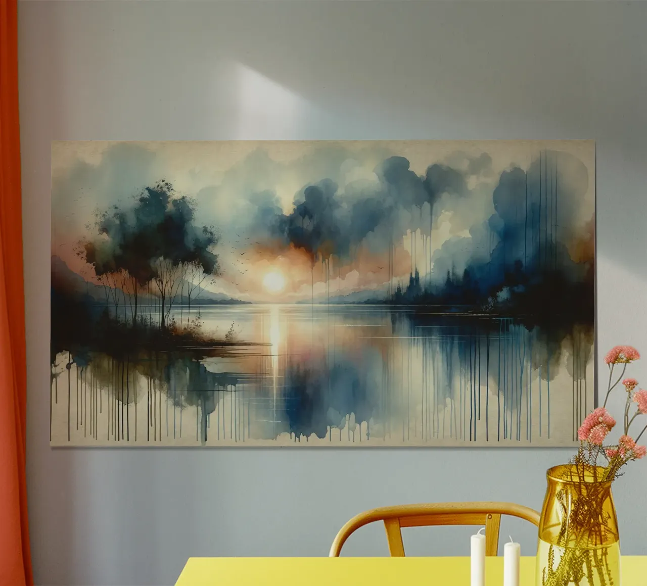 Aquarel Abstract Meer poster van Chromatic Fusion Studio