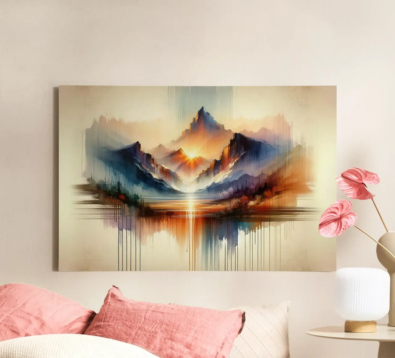 Acquerello Astratto Montagne Paesaggio tela con Cornice a cassetta da Chromatic Fusion Studio