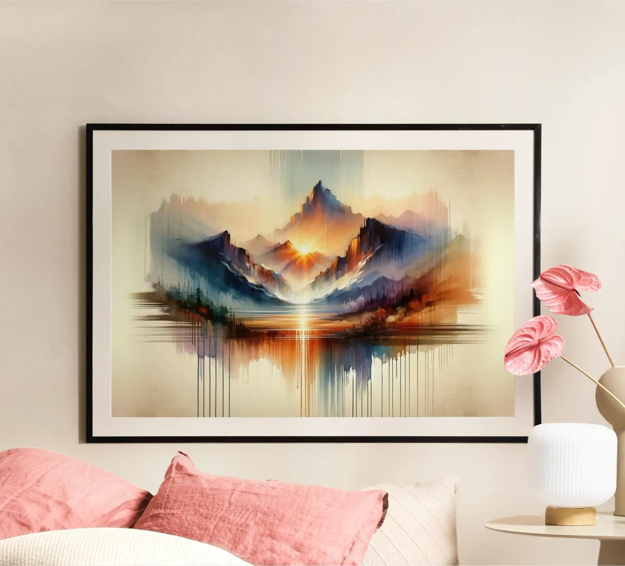 Acquerello Astratto Montagne Paesaggio poster da Chromatic Fusion Studio