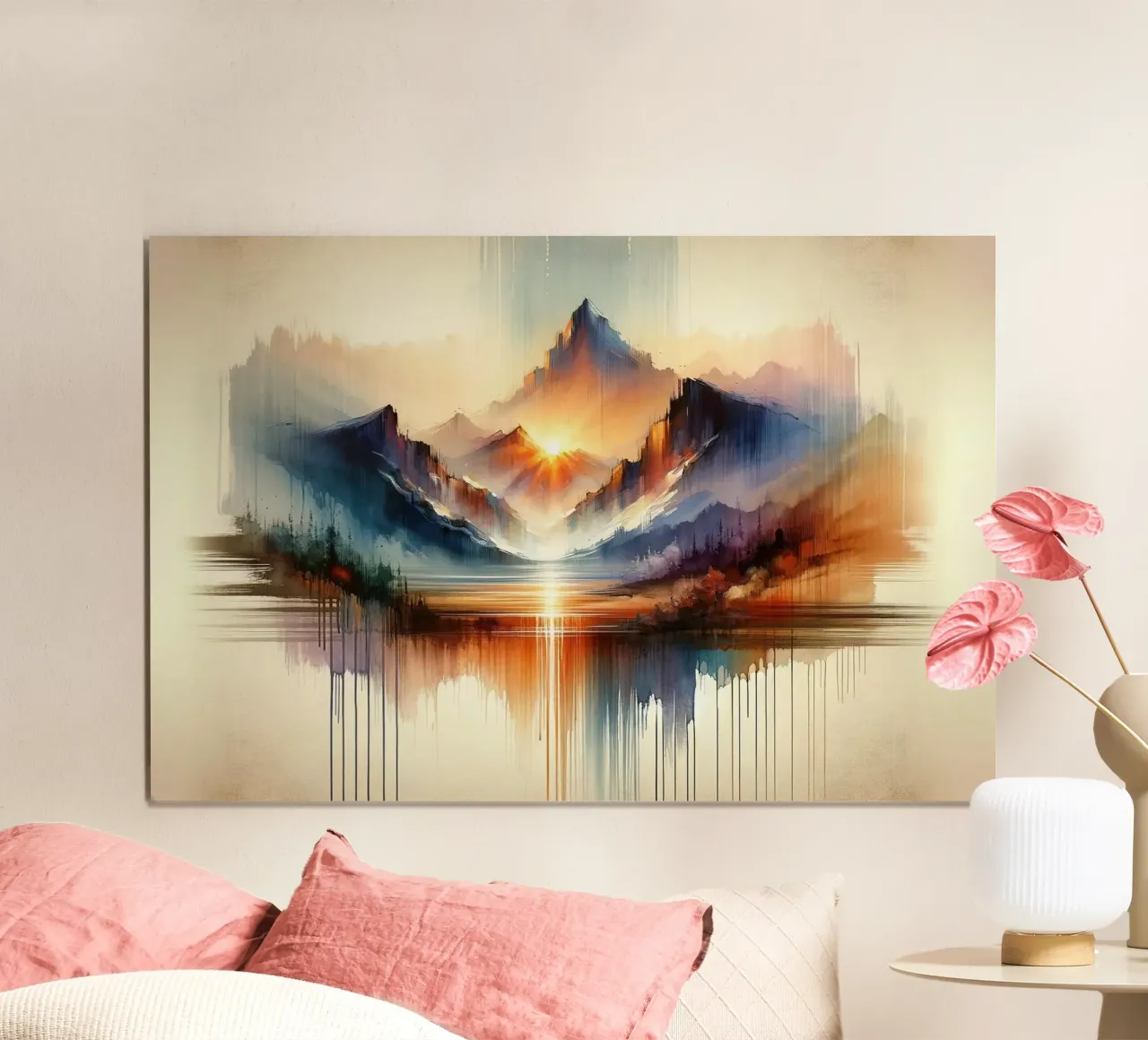 Acquerello Astratto Montagne Paesaggio poster da Chromatic Fusion Studio