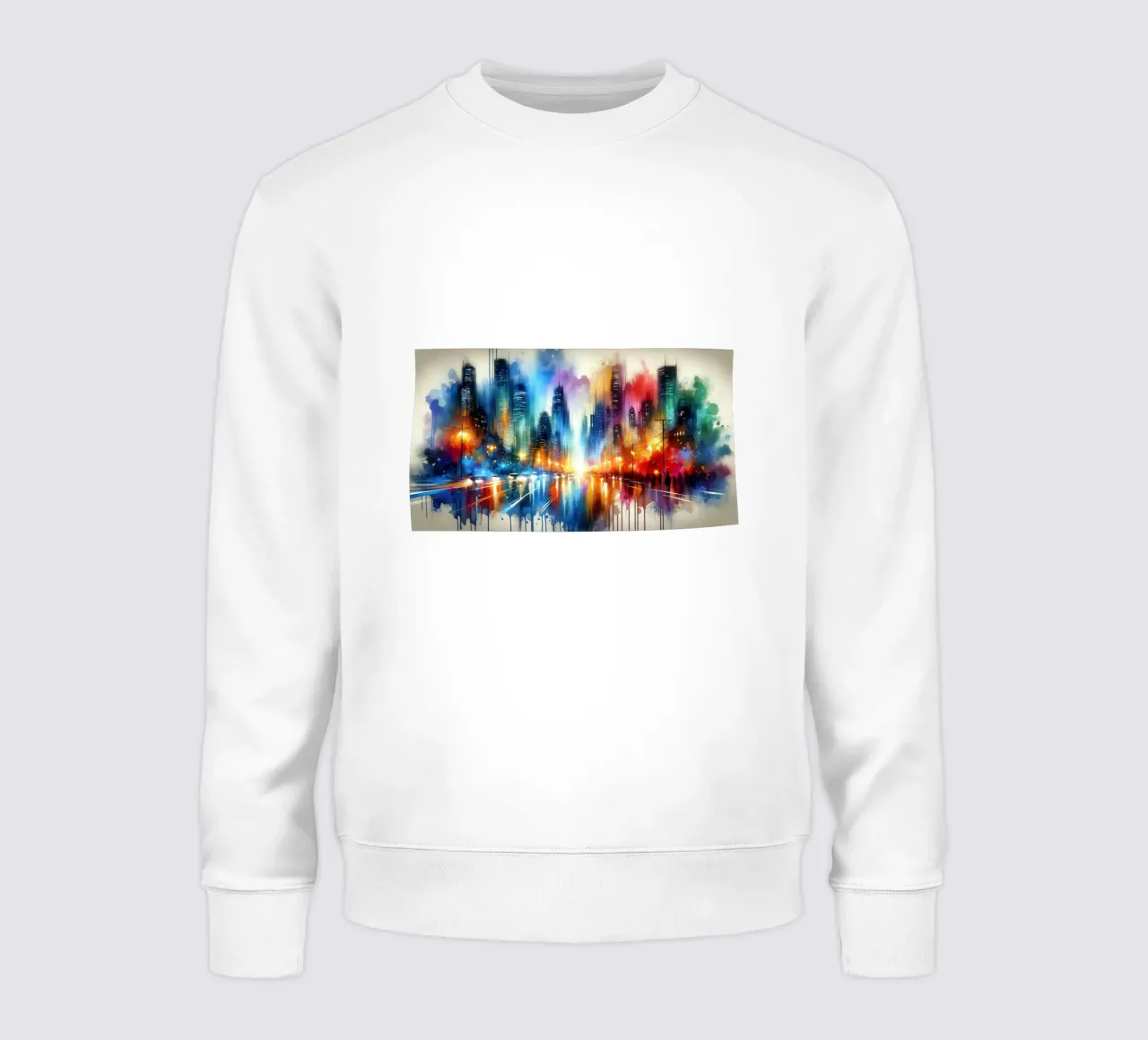 Acquerello astratto Skyline di notte felpa da Chromatic Fusion Studio