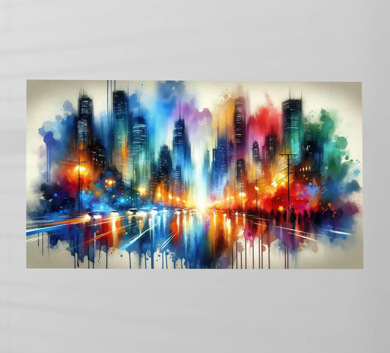 Acquerello astratto Skyline di notte pellicola backlit da Chromatic Fusion Studio