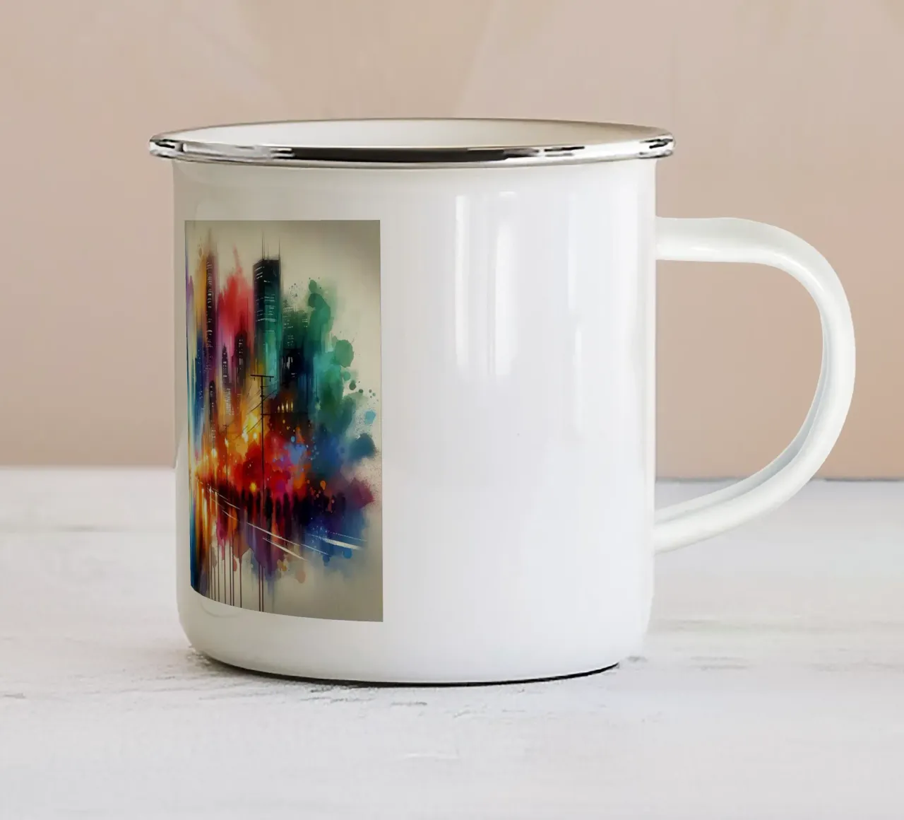 Acquerello astratto Skyline di notte tazza in smalto da Chromatic Fusion Studio