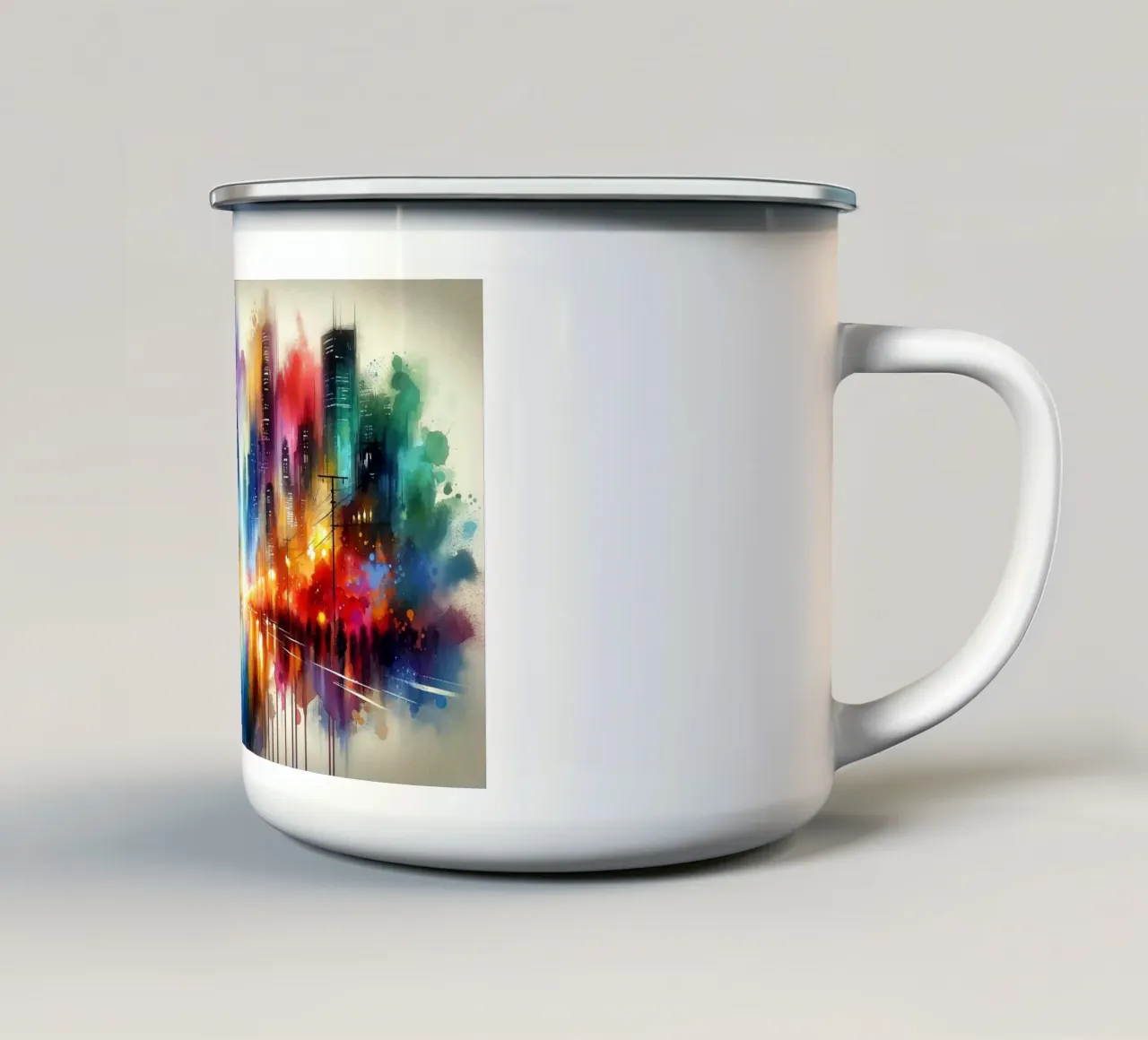 Acquerello astratto Skyline di notte tazza in smalto da Chromatic Fusion Studio