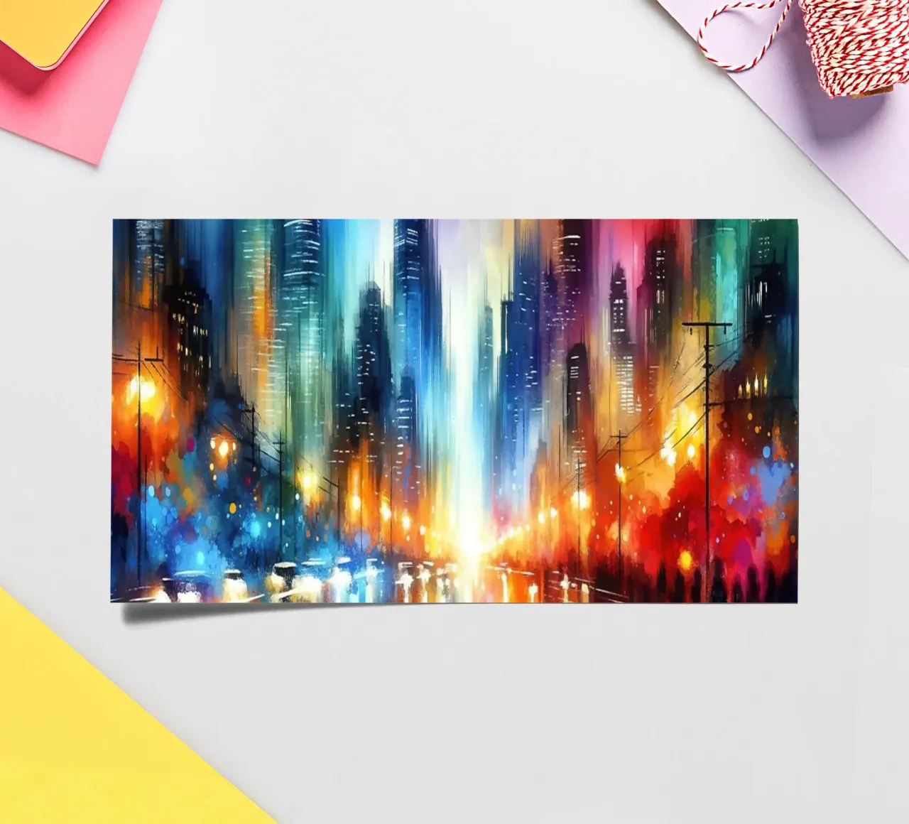 Watercolor Abstract Skyline At Night sticker sheet by Chromatic Fusion Studio