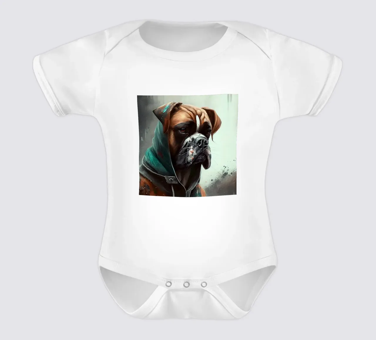 Cane Boxer ad acquerello body neonato maniche corte da Chromatic Fusion Studio