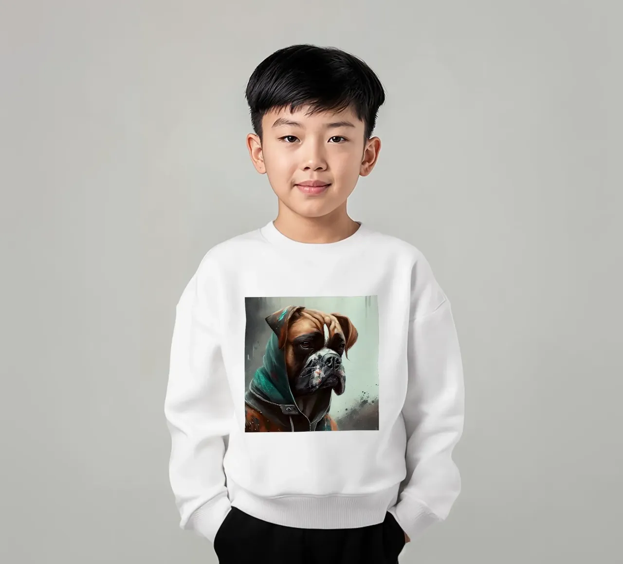 Aquarell Boxer Hund Kinder Sweatshirt von Chromatic Fusion Studio