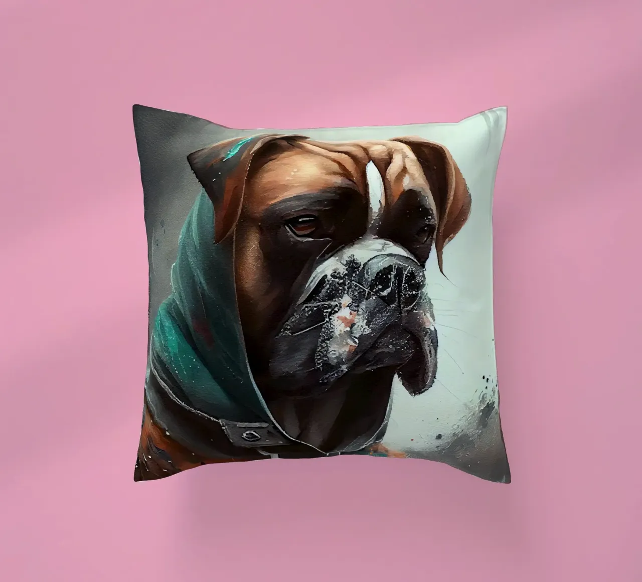 Cane Boxer ad acquerello cuscino da Chromatic Fusion Studio