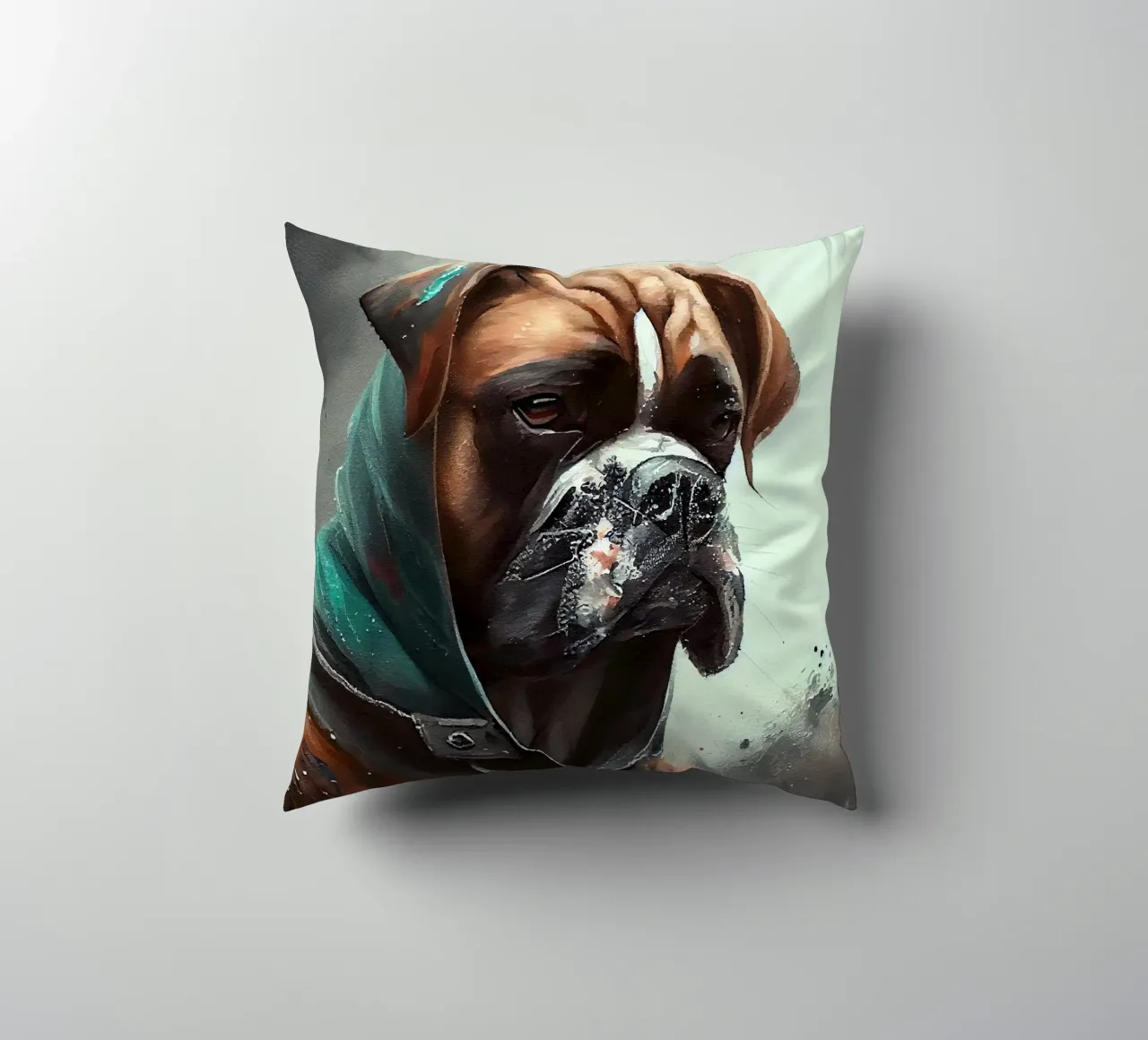 Cane Boxer ad acquerello cuscino da Chromatic Fusion Studio