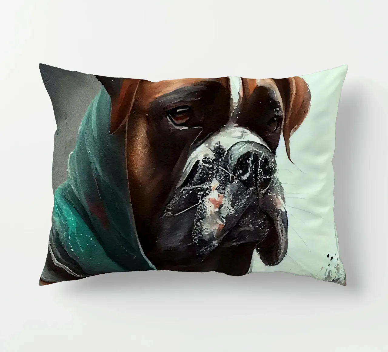 Cane Boxer ad acquerello cuscino da Chromatic Fusion Studio
