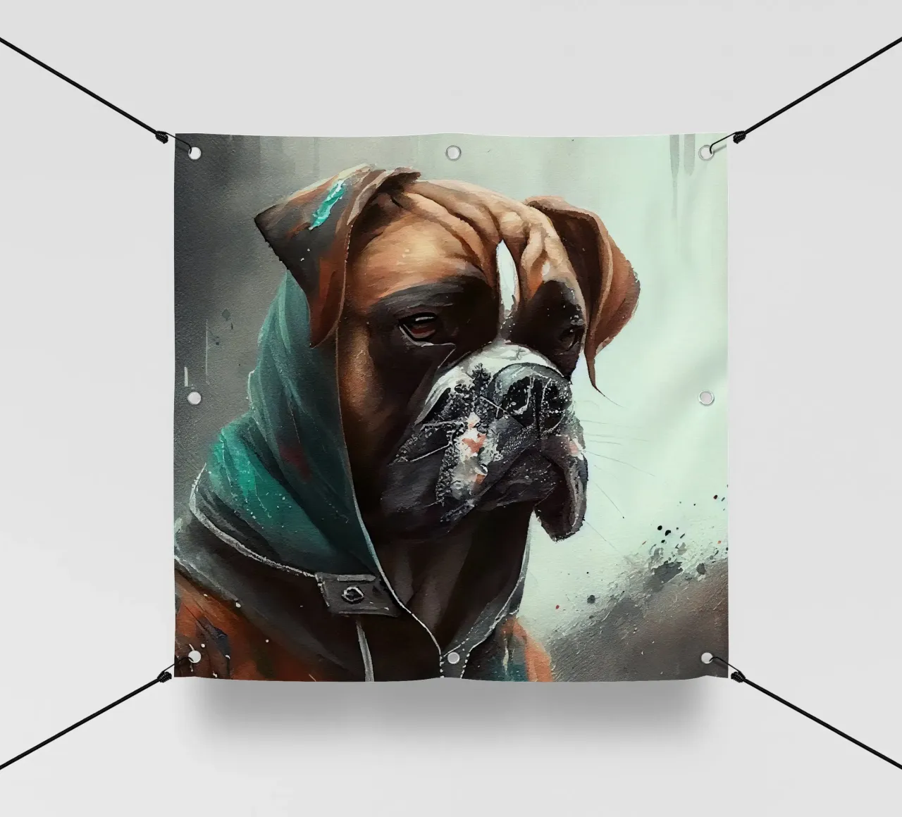 Cane Boxer ad acquerello telo in pvc da Chromatic Fusion Studio