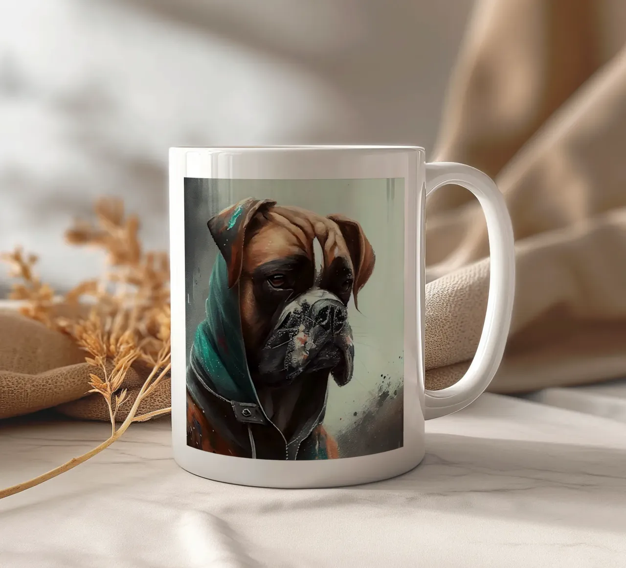 Cane Boxer ad acquerello tazza in ceramica da Chromatic Fusion Studio