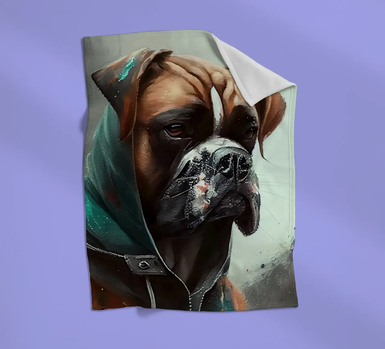 Cane Boxer ad acquerello coperta in pile da Chromatic Fusion Studio