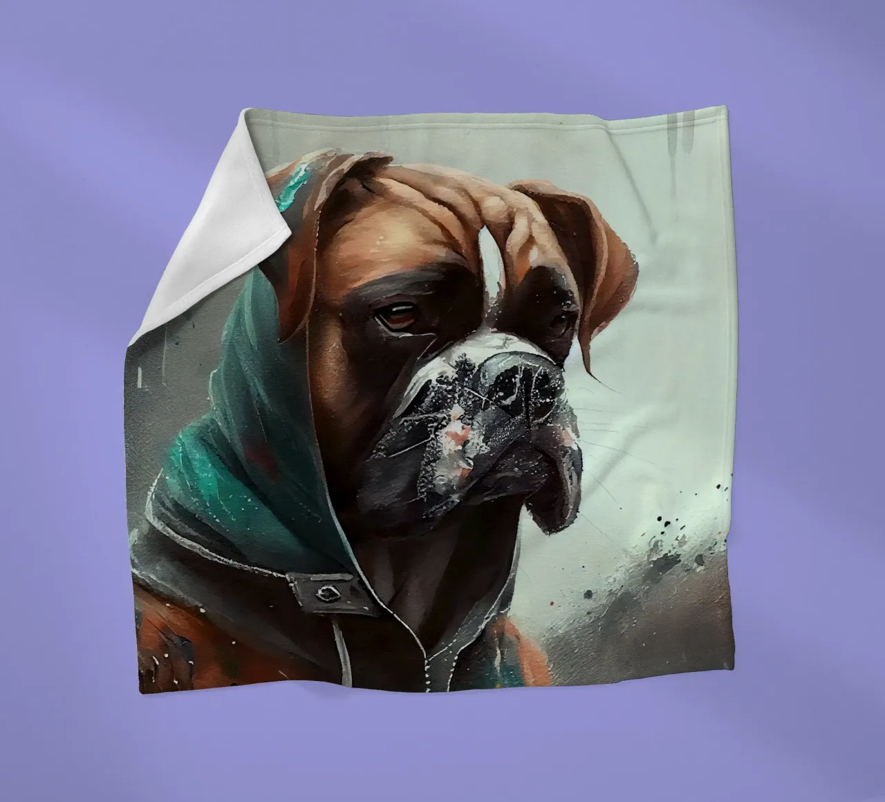 Cane Boxer ad acquerello coperta in pile da Chromatic Fusion Studio