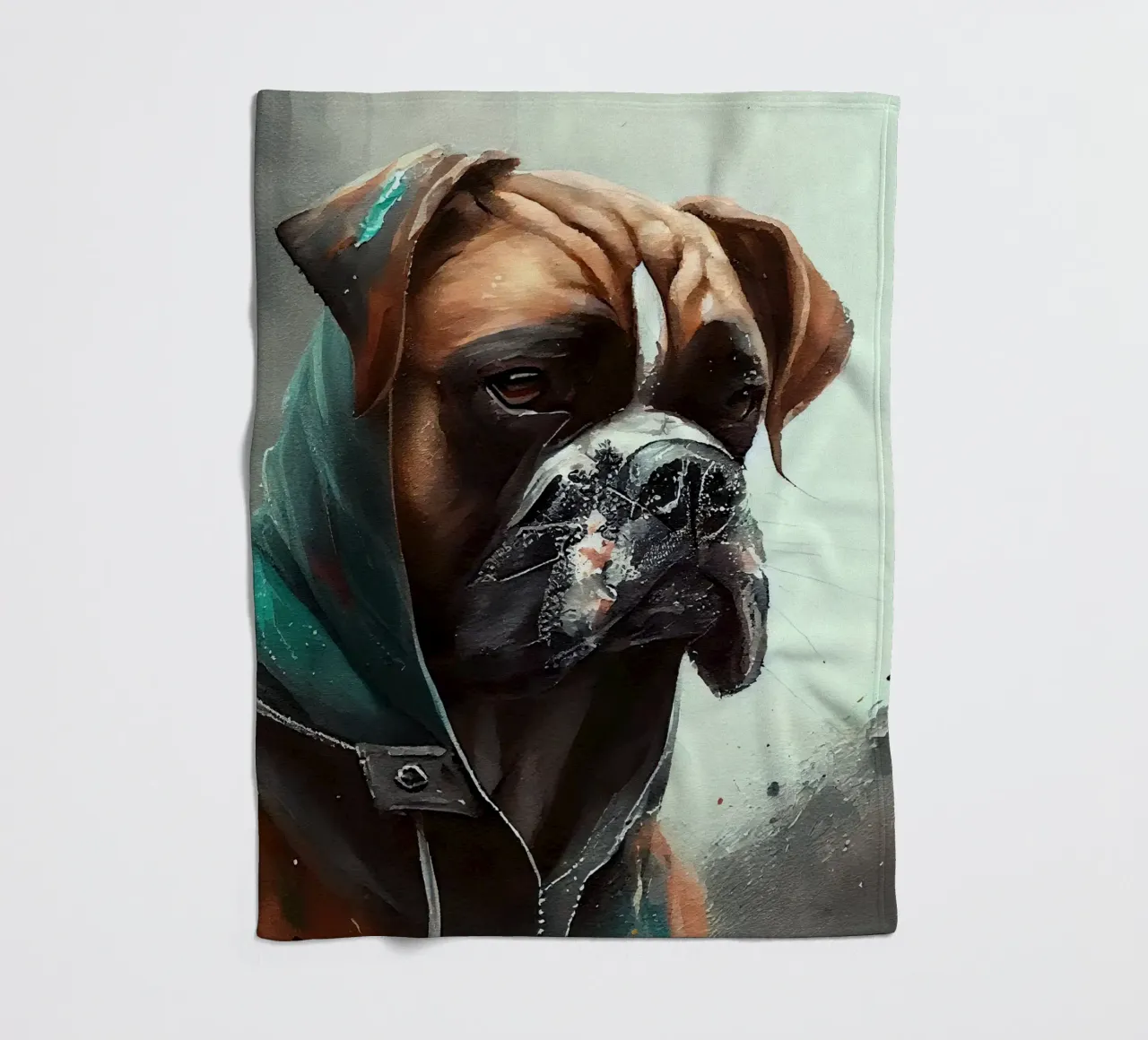 Cane Boxer ad acquerello coperta in pile da Chromatic Fusion Studio