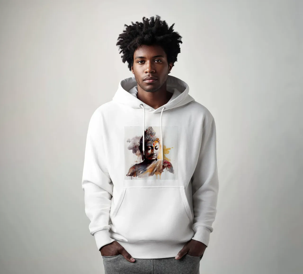 Buddha ad acquerello felpa con cappuccio da Chromatic Fusion Studio