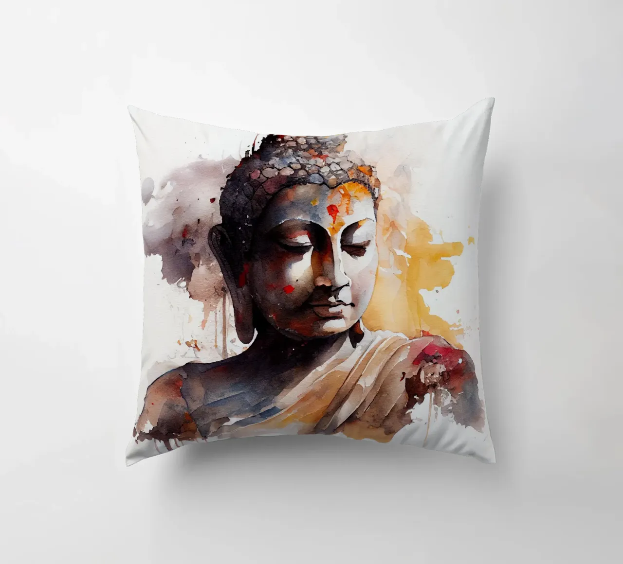 Buddha ad acquerello cuscino da Chromatic Fusion Studio