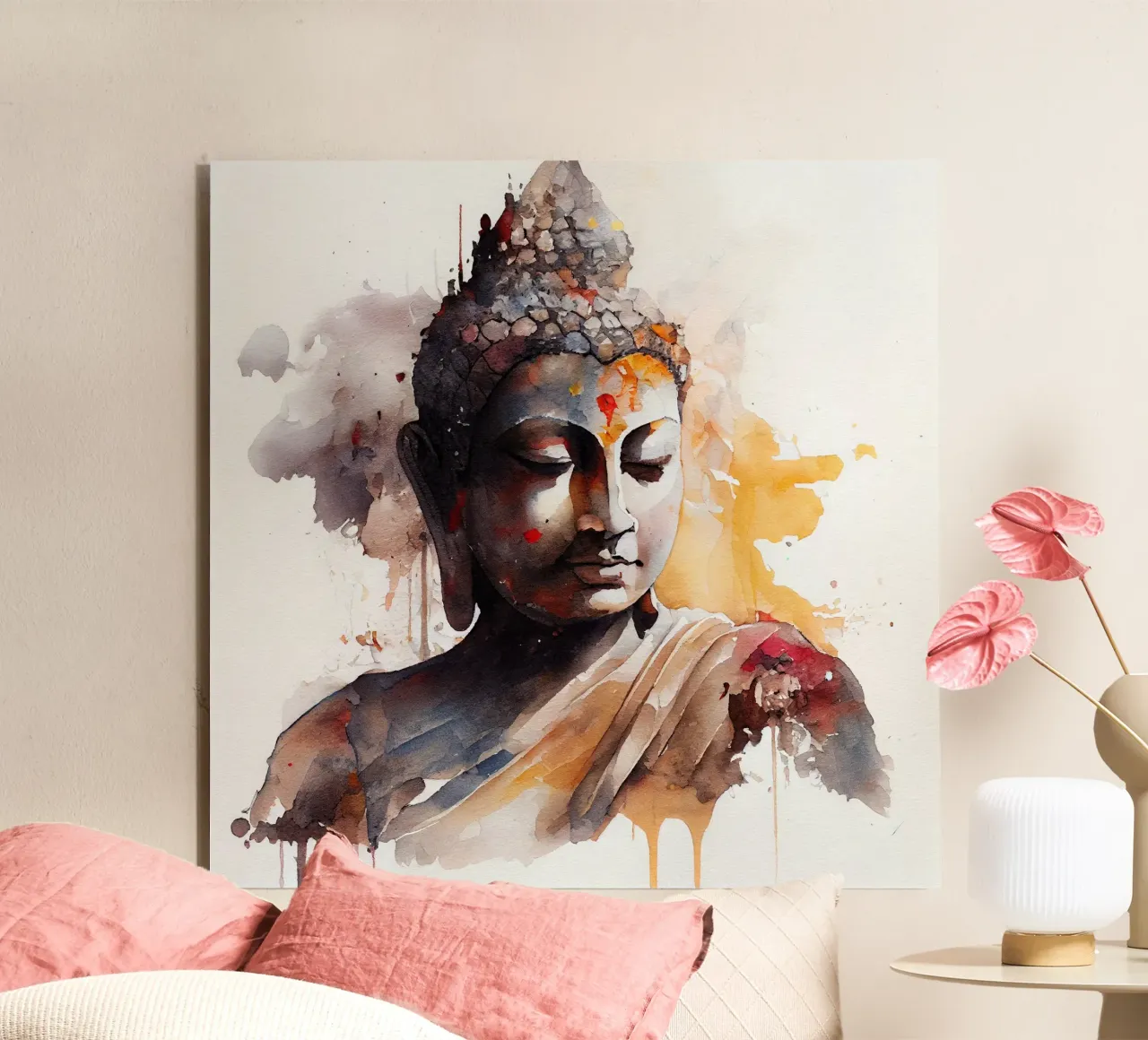Buddha ad acquerello alluminio dibond da Chromatic Fusion Studio